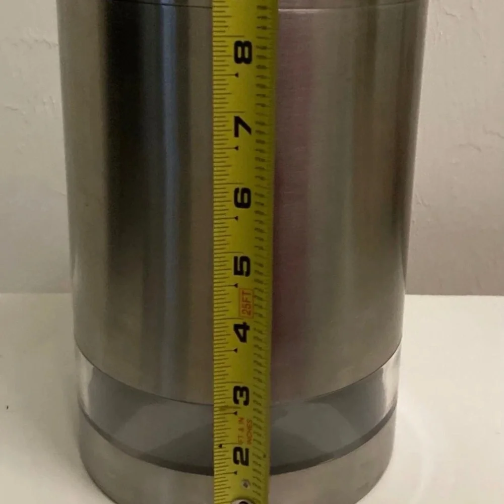 Crate & Barrel Brushed Steel Acrylic Window Food Storage Kitchen Canister Jar