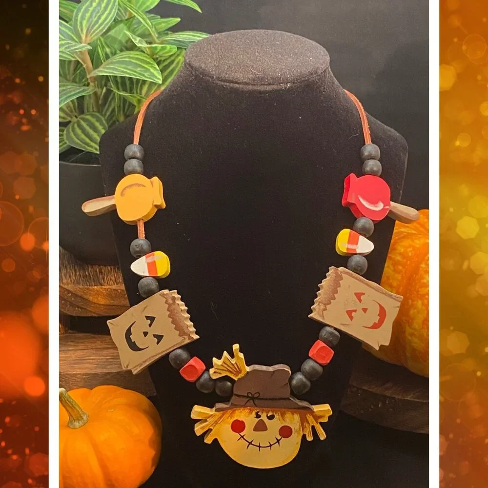 Handmade Fall/Halloween-themed Statement Necklace