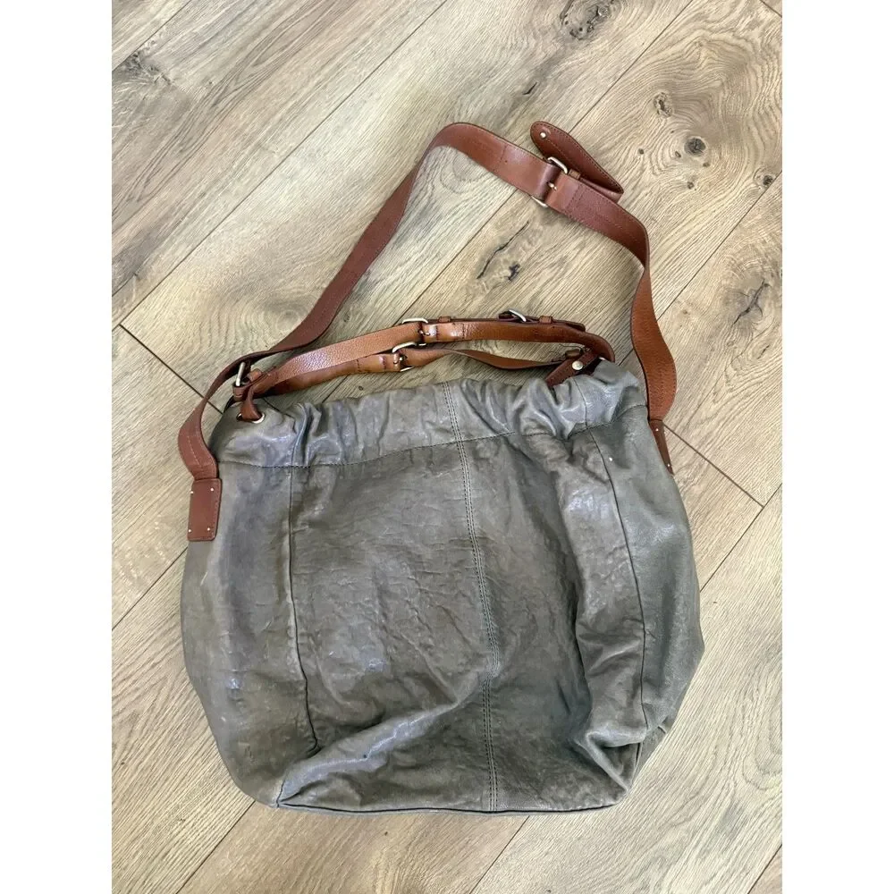 ANTHROPOLOGIE Schuler & Son Manzanilla hobo purse leather bag gray brown