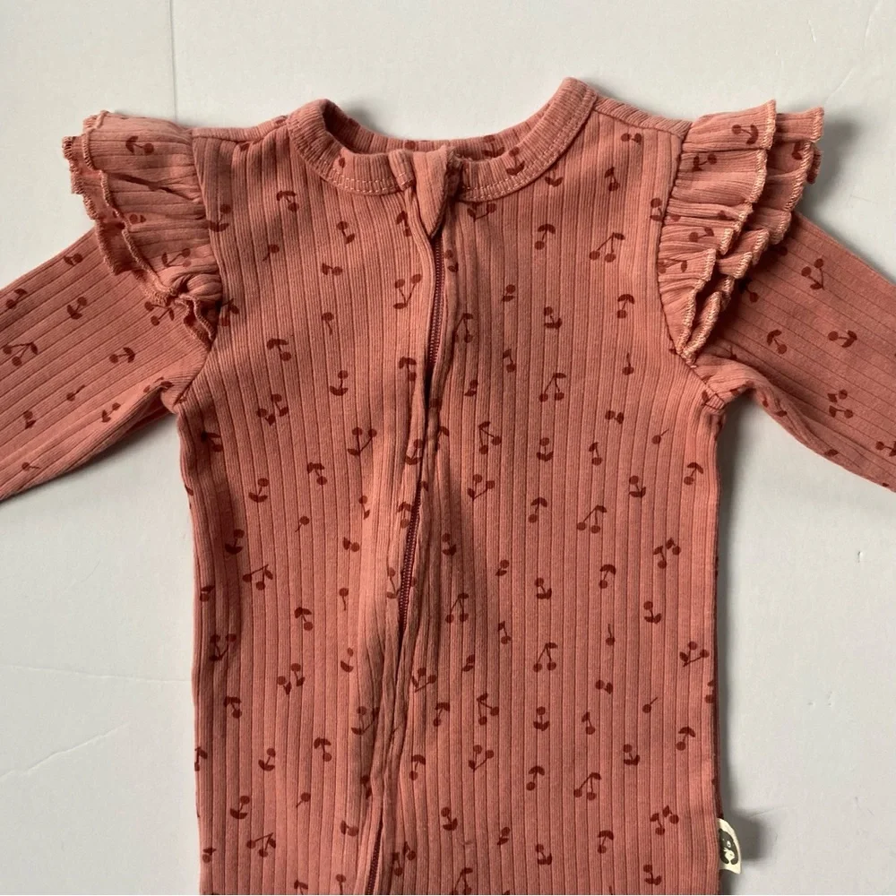 Rabbit + Bear One Piece 3 6 Months Romper Organic Cotton Rose Pink Baby Girls