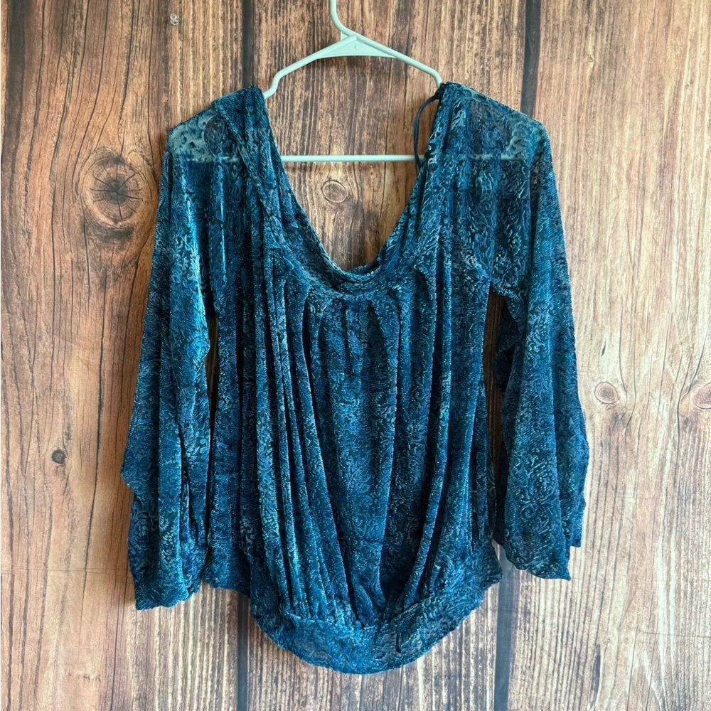 Free People Ginger Berry Burnout Velvet Top
