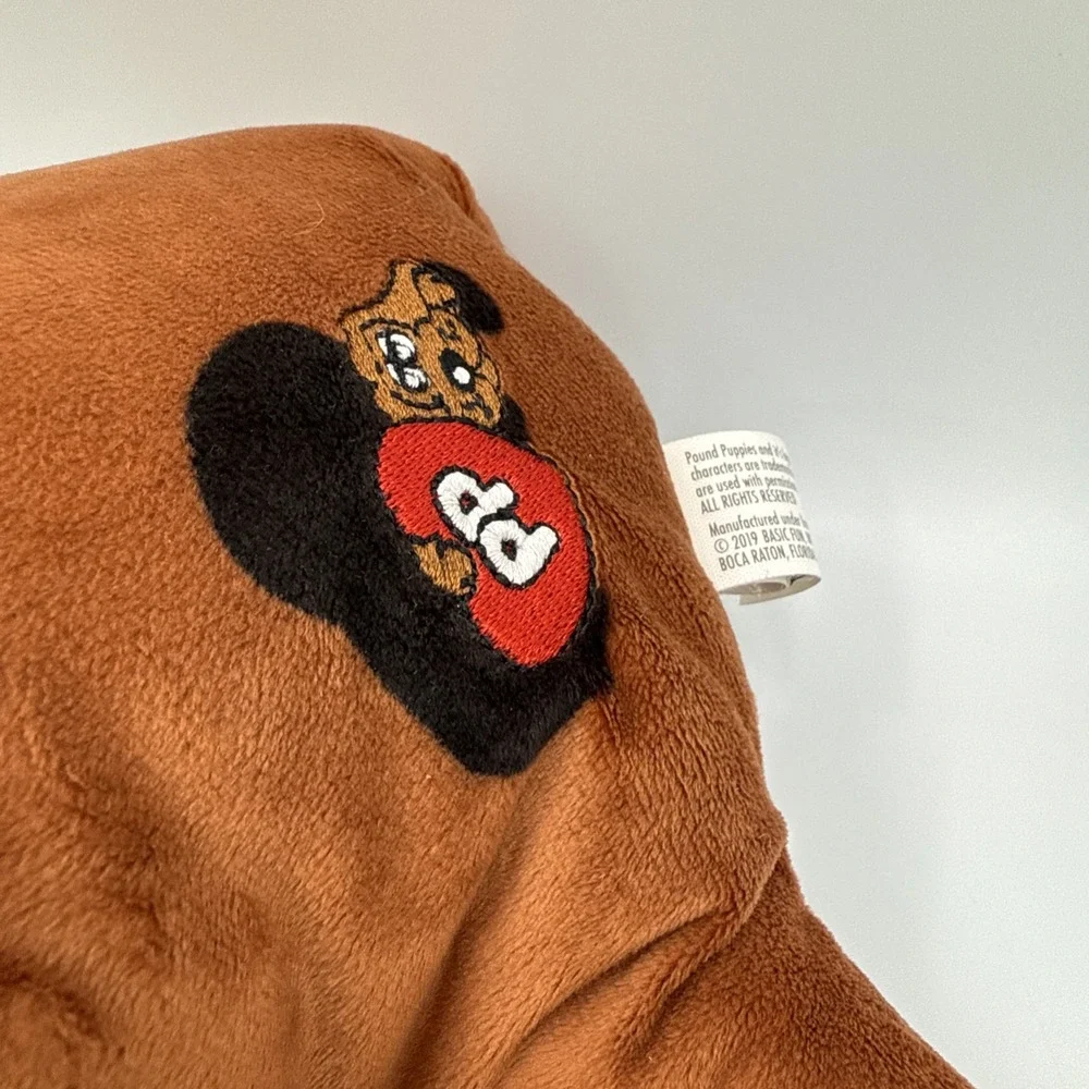 Pound Puppy Plush Dog Brown Black Spots Red Collar Long Ears 2019
