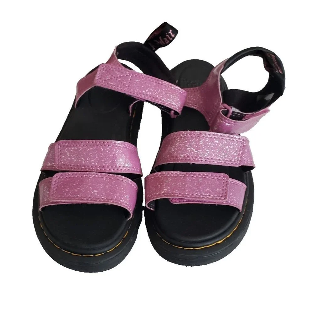 Doc Dr. Martens Klaire J Strappy Sandals Girl's Size 5 Glittery Pink Purple