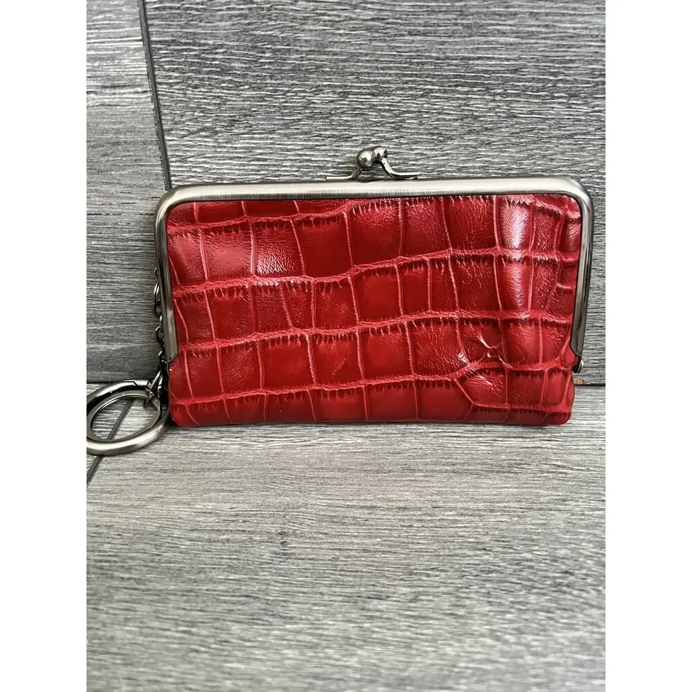 Patricia Nash croc leather wallet medium size red color B000606