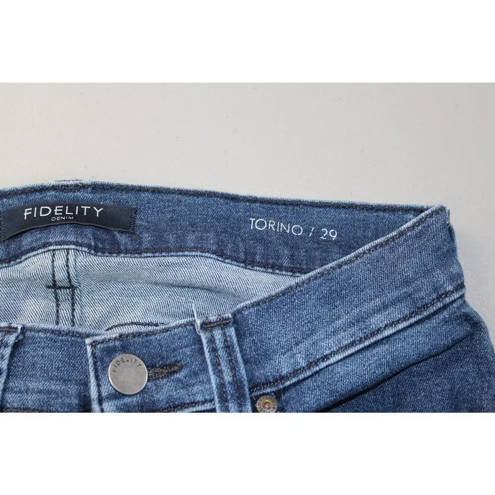 Fidelity Jeans Men 29x34 Blue Torino Slim Fit Straight Light Wash Stretch Preppy