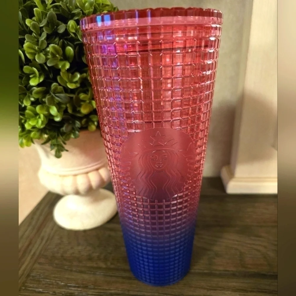 Starbucks 2022 Disco Ombre Watermelon Studded Grid Cold Cup Tumbler Venti