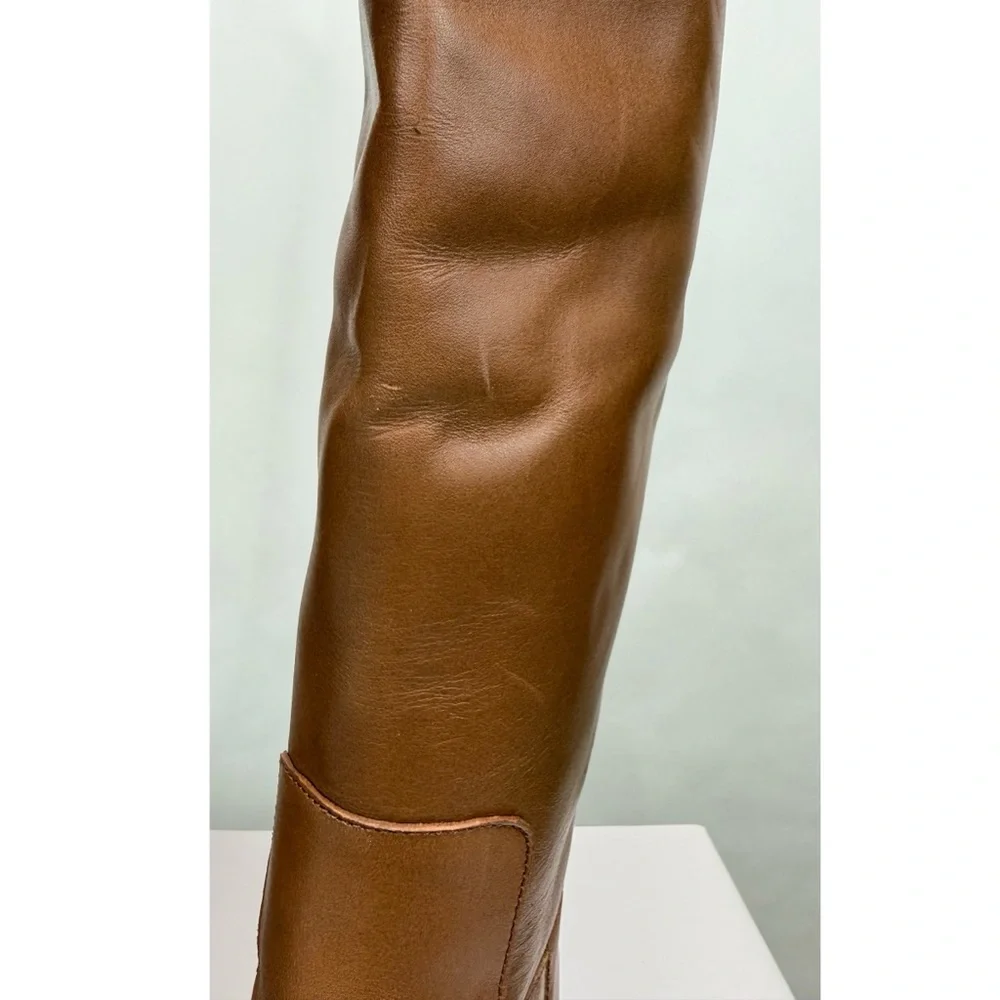 New Tory Burch Everly Strap Riding Boot Sierra Sz 7.5
