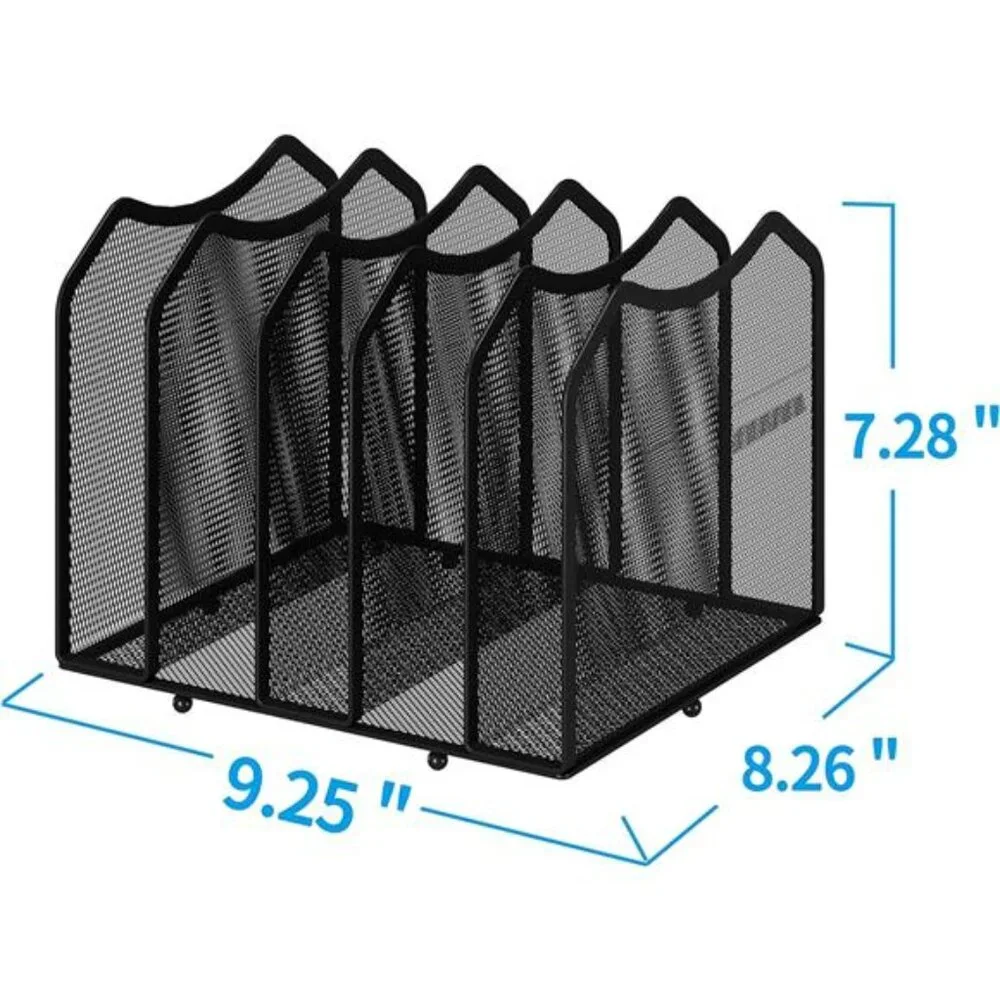 Mesh Desktop File Sorter Organizer 5 Section Desk Office Bookshelf Black