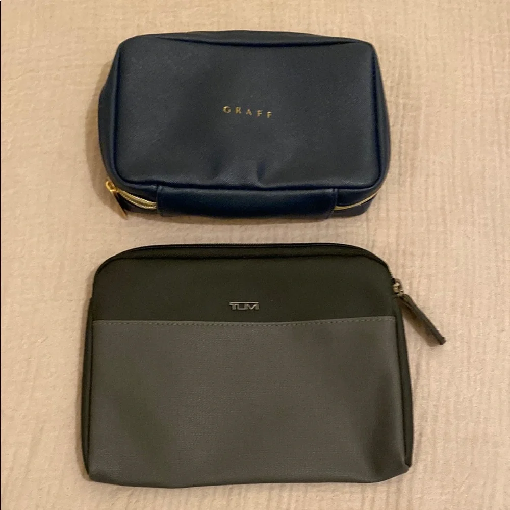 TUMI Black and Gray Toiletry Bag & GRAFF NAVY . Set