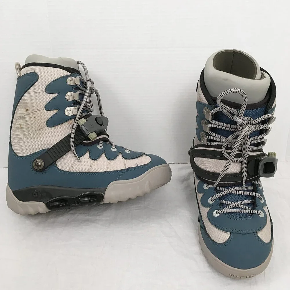 BURTON MOTO SI STEP IN SNOWBOARD BOOTS! 8 SILVER GRAY & BLUE EXCELLENT CONDITION