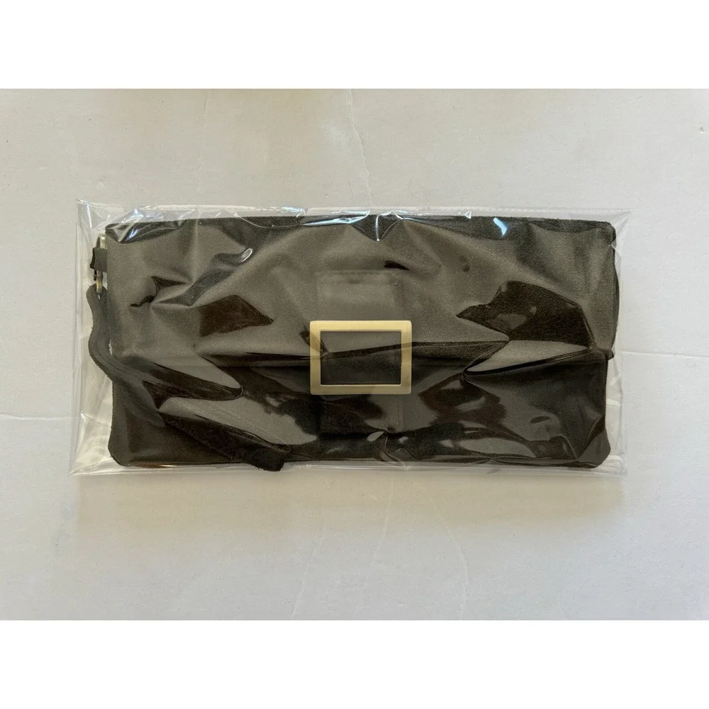 Sabina New York Women's Green Suede Clutch with Strap