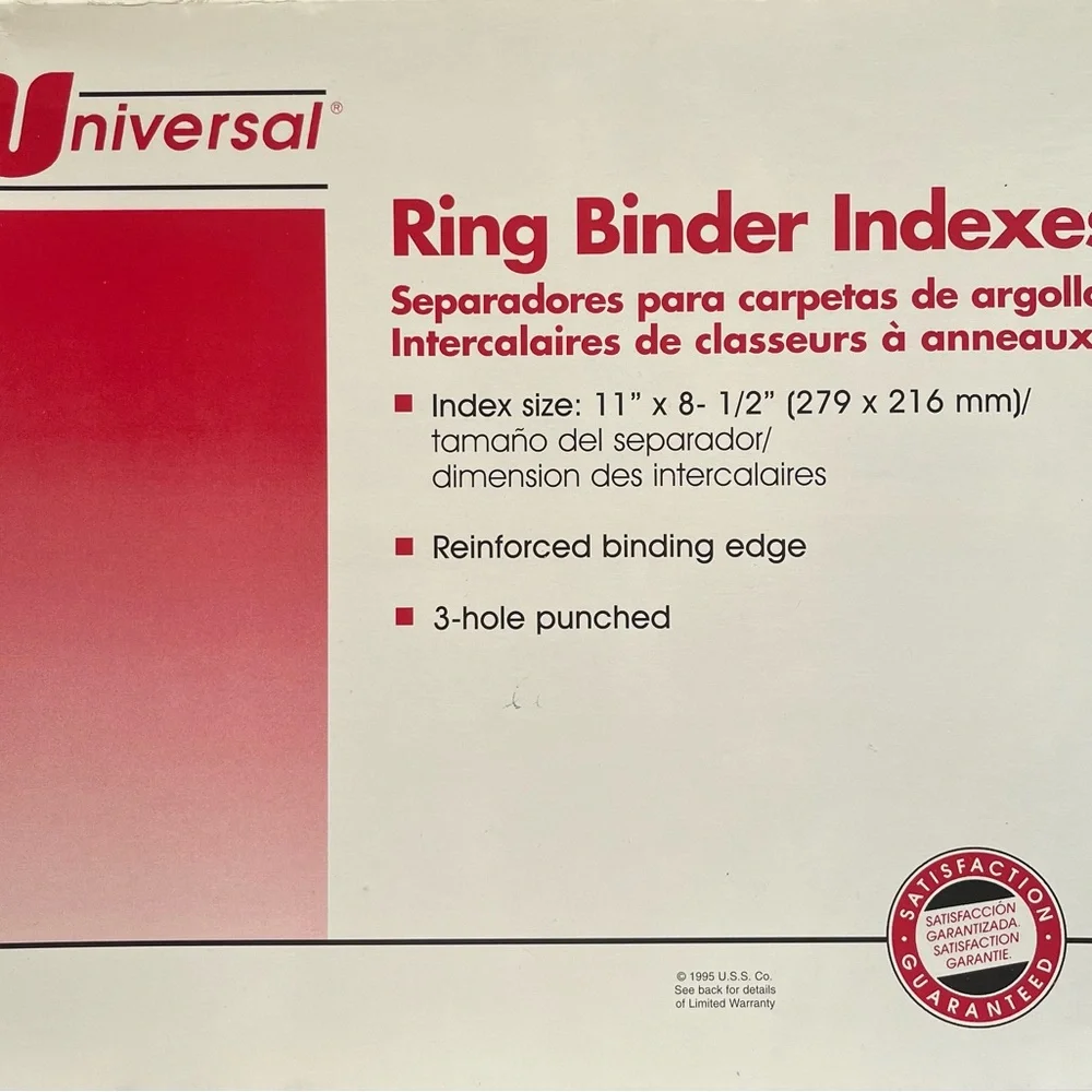 Universal 5 Clear Tab Binder Dividers 23 sets item # 20831