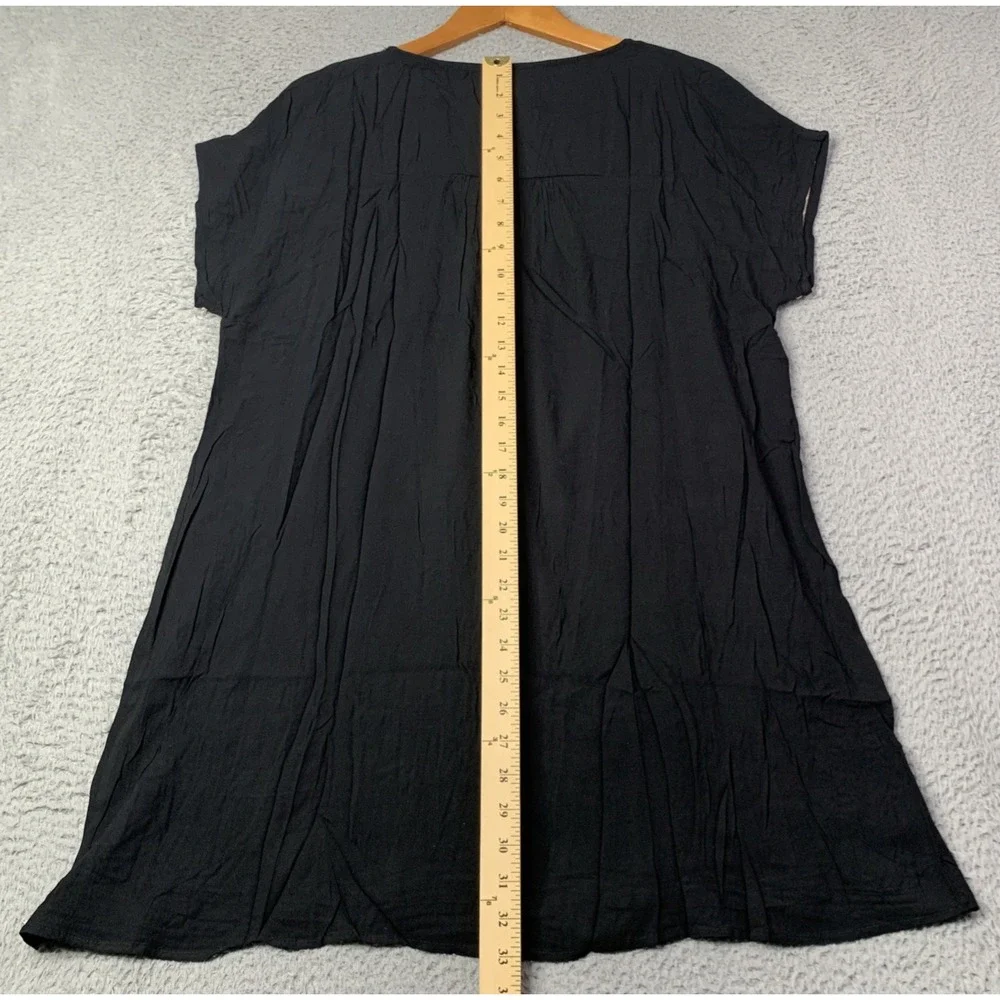 New Savanna Jane Dress/Top Women Size Medium Black Tan Embroidered Floral NWT