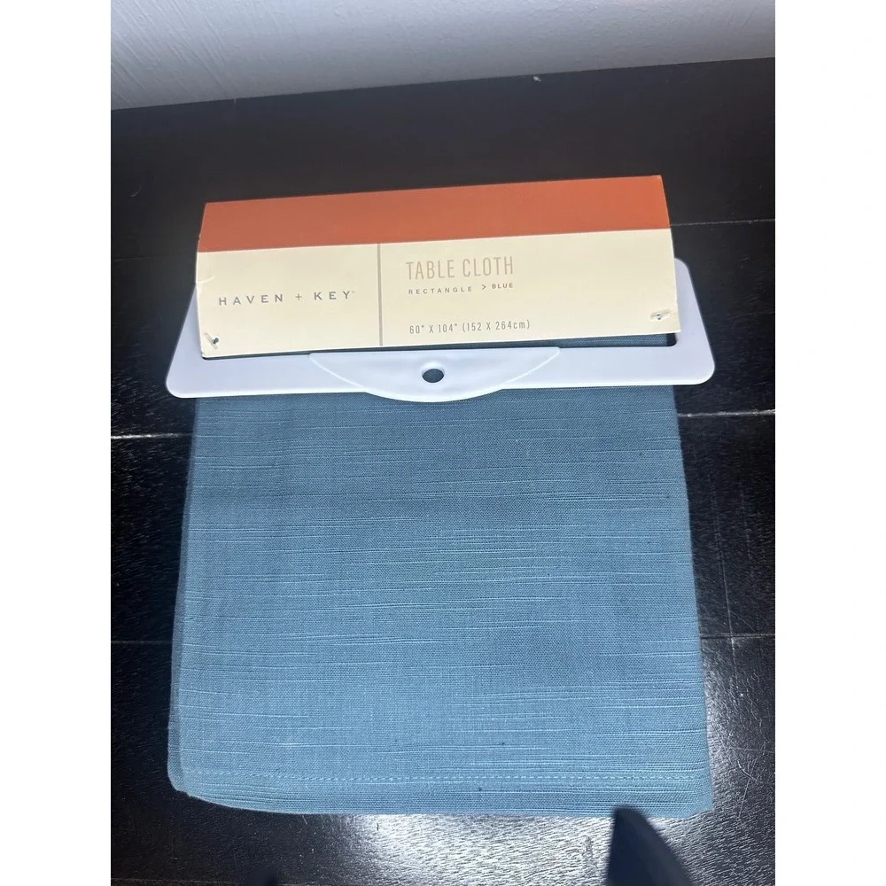 Haven Key Blue Rectangle Tablecloth 60X104 Linen Blend Textured Accent