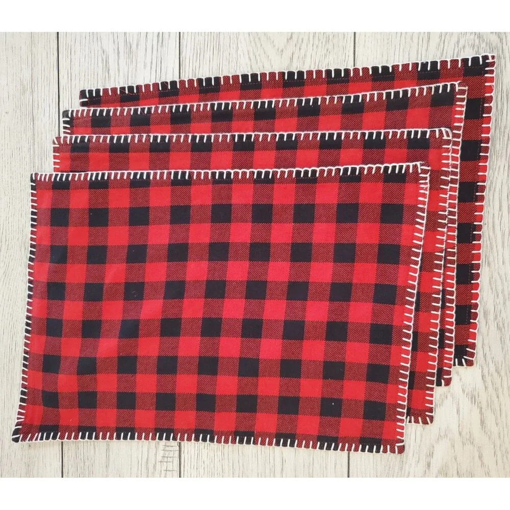 Pier 1 Imports Buffalo Plaid Reversible Placemats Cotton 18.5