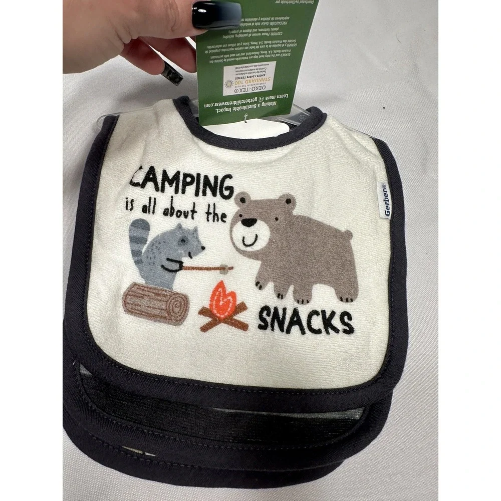 gerber 3 pack camping bibs 0-6 months
