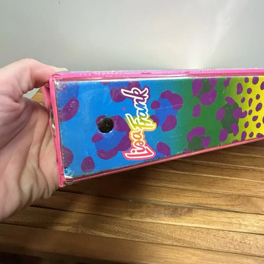 Vintage Lisa Frank 3 Ring Binder Lips Lipstick Rainbow Colorful Cheetah