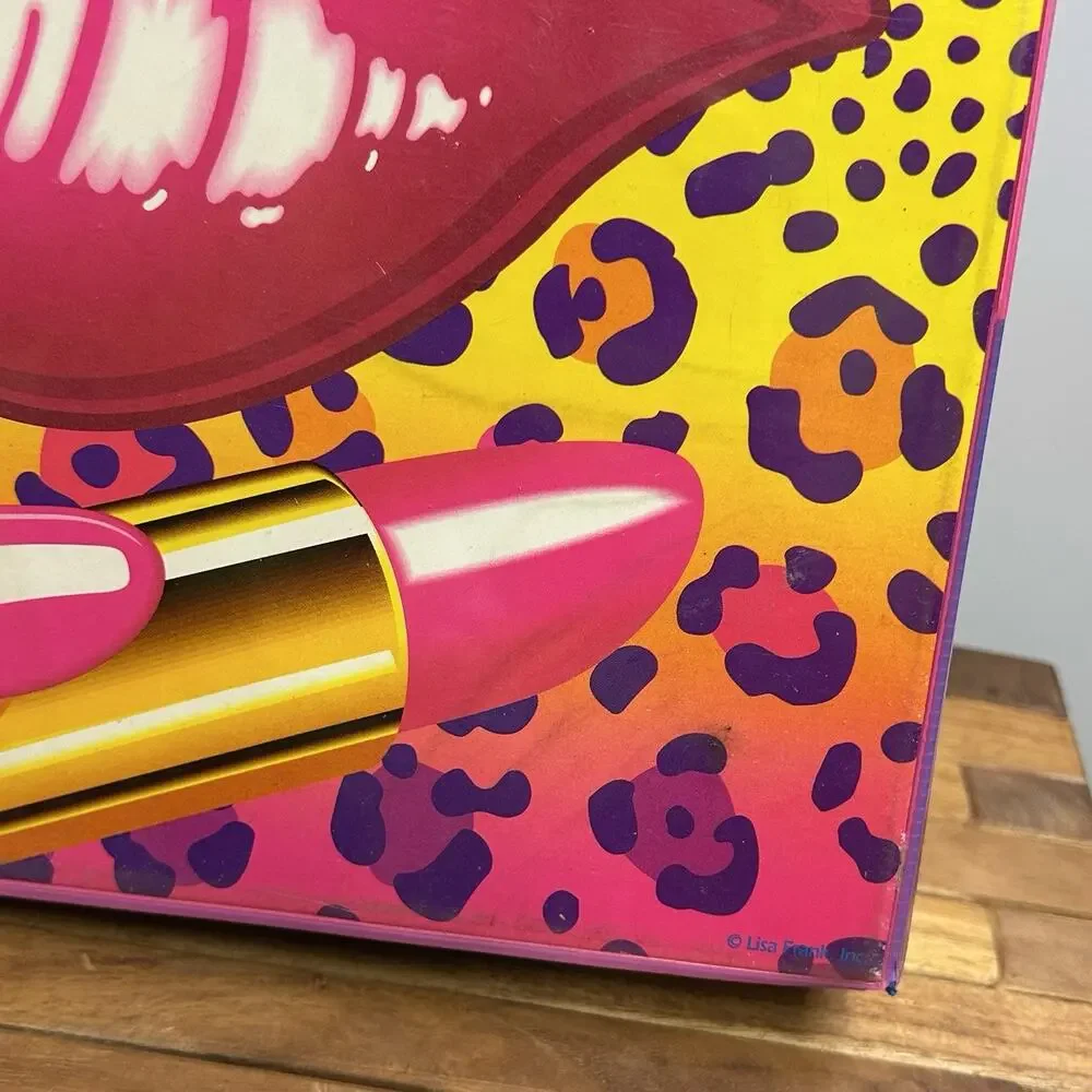 Vintage Lisa Frank 3 Ring Binder Lips Lipstick Rainbow Colorful Cheetah