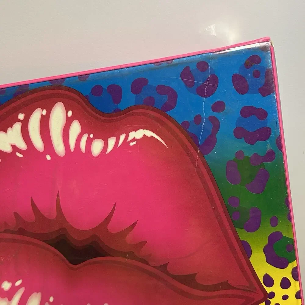 Vintage Lisa Frank 3 Ring Binder Lips Lipstick Rainbow Colorful Cheetah
