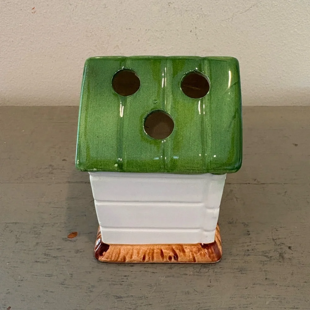 VTG Japan Dog House Shaped Ceramic Pencil Holder