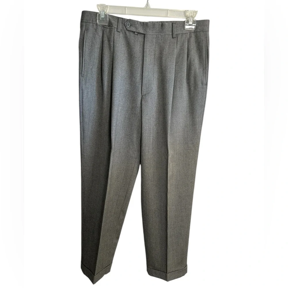 Men’s Vintage Bernard Zins Paris Pleated & Cuffed wool dress pants Size 36