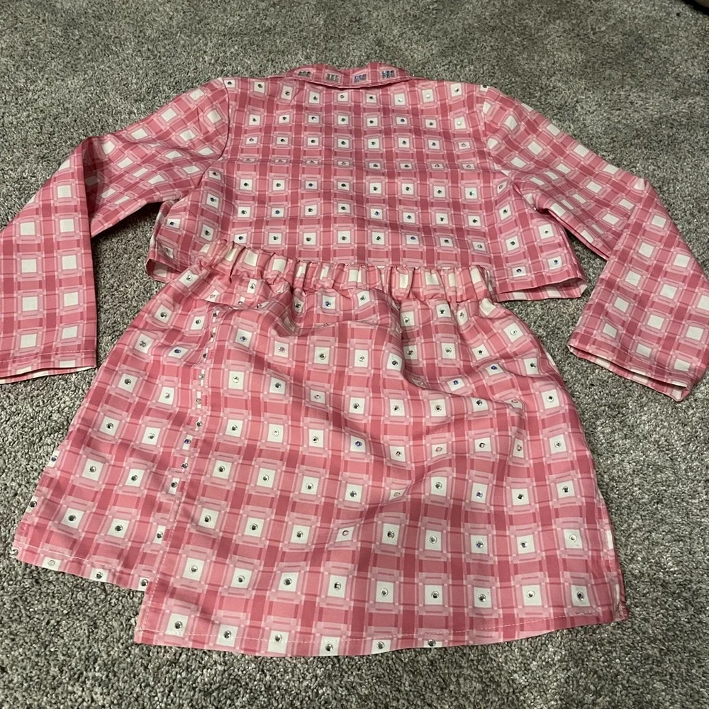 Pink Suit Dance Costume girls kids size 8 hand blinged full rhinestoned unique