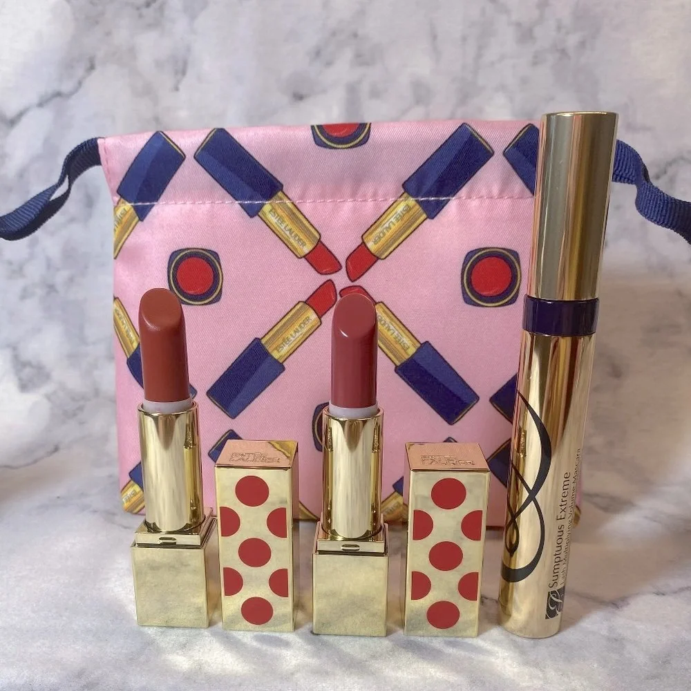 Estee Lauder Beauty Gift Set-2 Lipsticks & Mascara Full Size,Pouch-4pc-BOXED-NEW