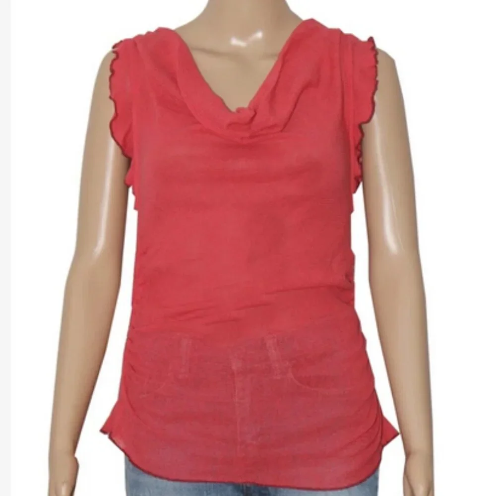 Free People Brynn Mesh Cowl-Neck Tank Sheer Sleeveless Dream Top S