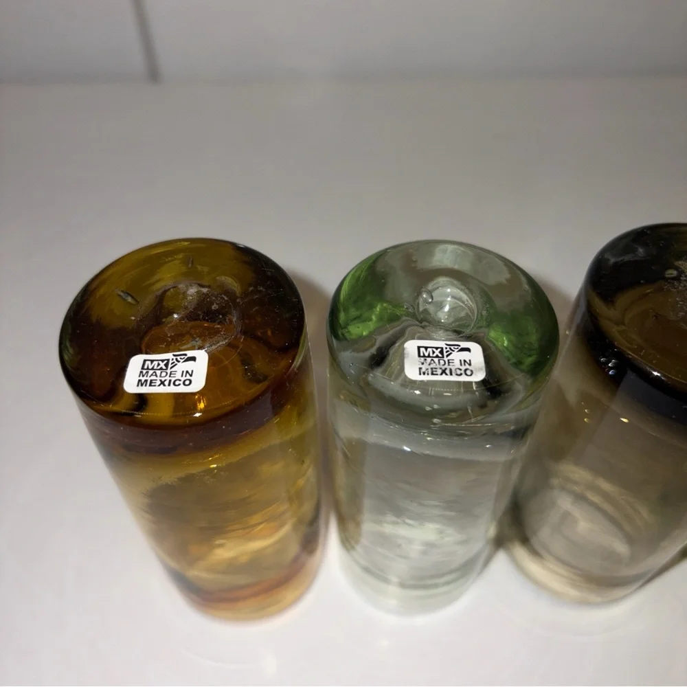 Crate&Barrel brown and Green Shot Glass Set
