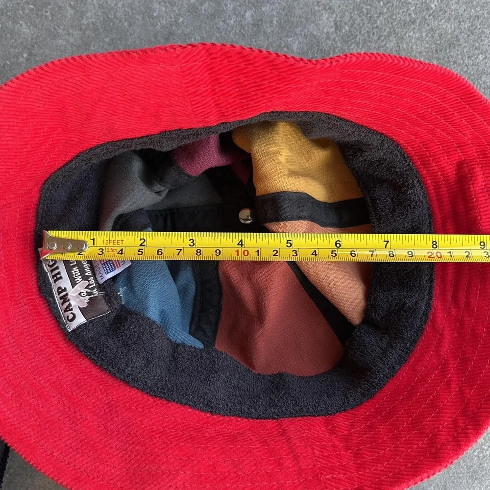 Camp High Hat Bucket Fitted One Size Multicolor Corduroy Patchwork Made USA Mens
