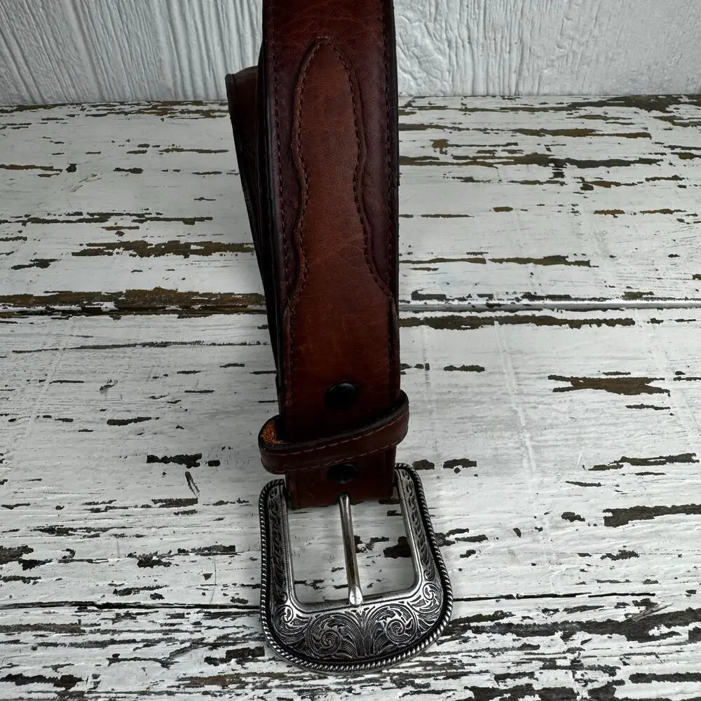 3D Belt Company Brown Genuine Leather Belt Made in Dominican Republic Size 44