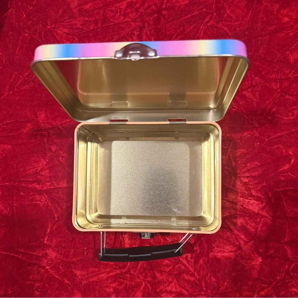 Vintage 1990s Hearts Flowers Tin Trinket Box • Mini Metal Box