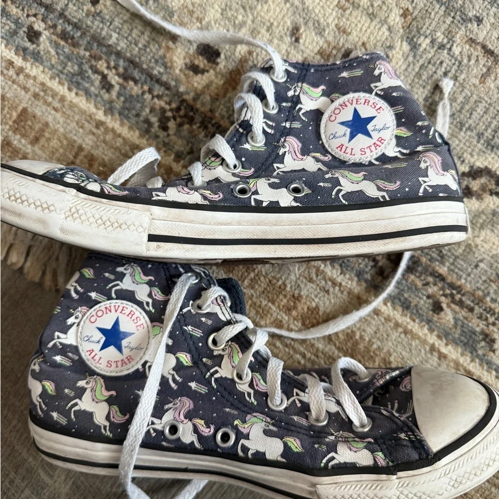 Converse Kids High-Top Sneakers - Black with Unicorns