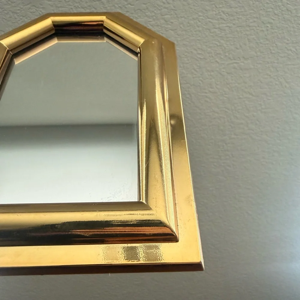 Vintage MCM Burwood Gold Tone Wall Mirror Set