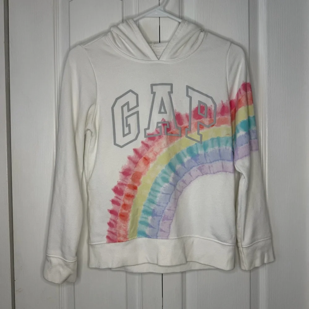 GAP Kids White Hoodie with Colorful tie dye Design size XL (12)