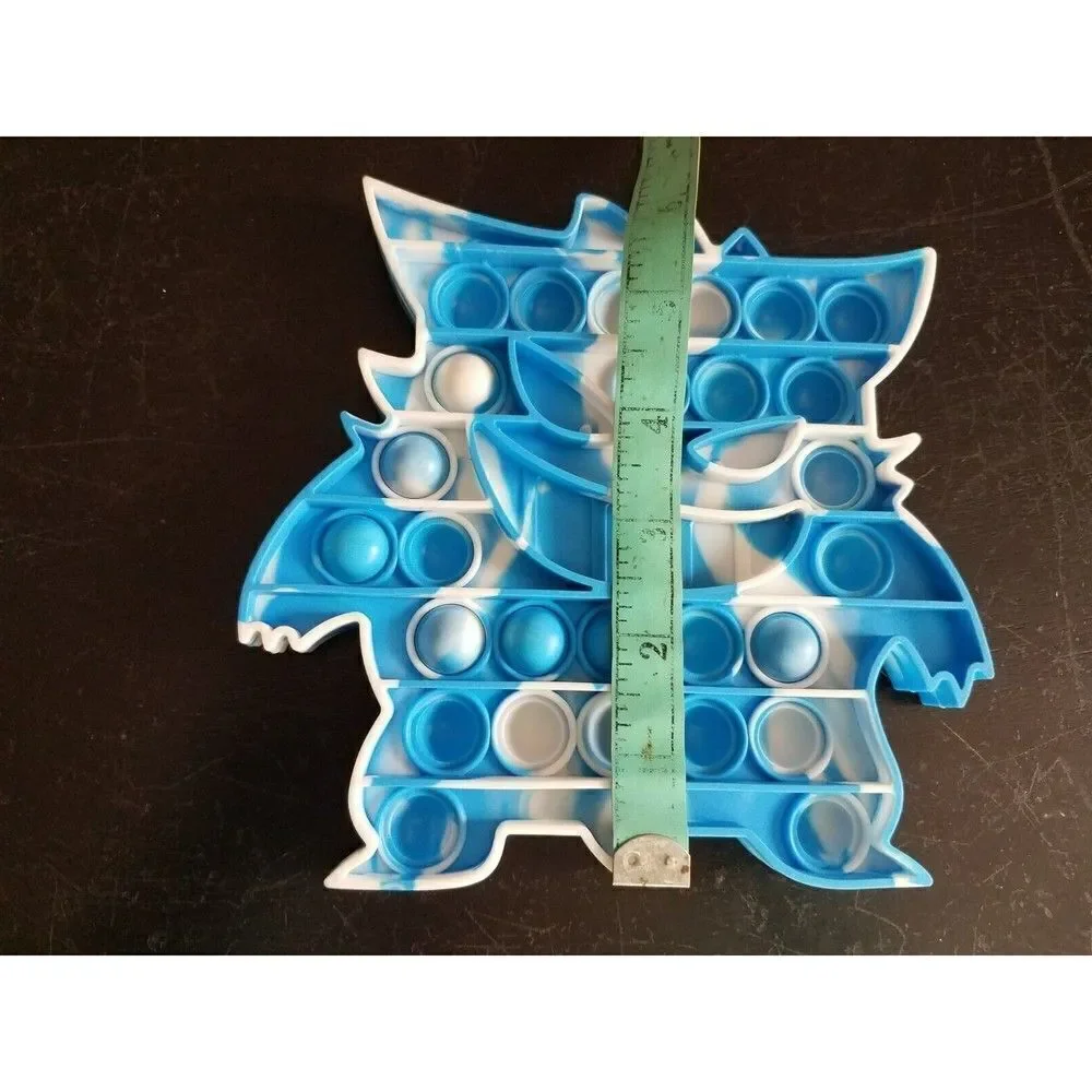 Fidget Blue & White Gungan Push Pop Bubble Silicone Sensory Tie Dye Monster
