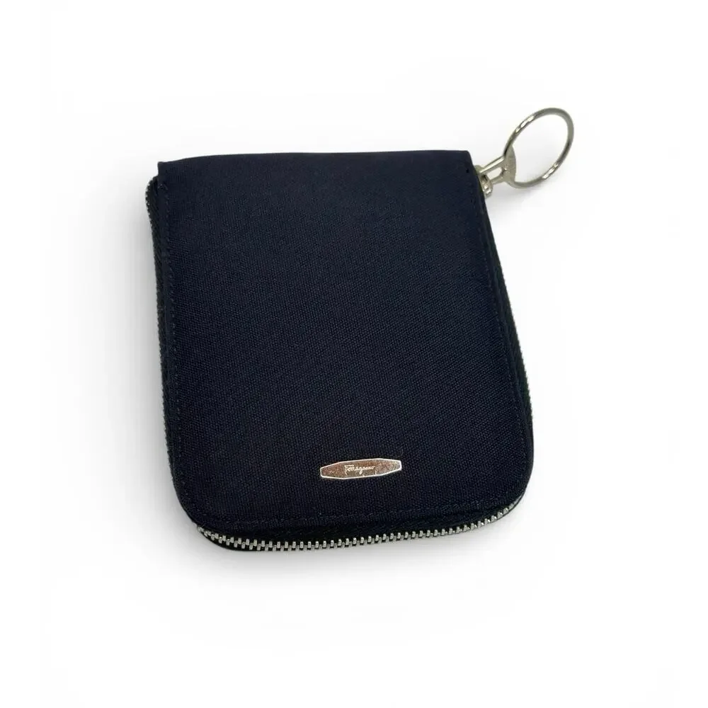 Salvatore Ferragamo Black Unisex Zip Wallet Authentic Vintage