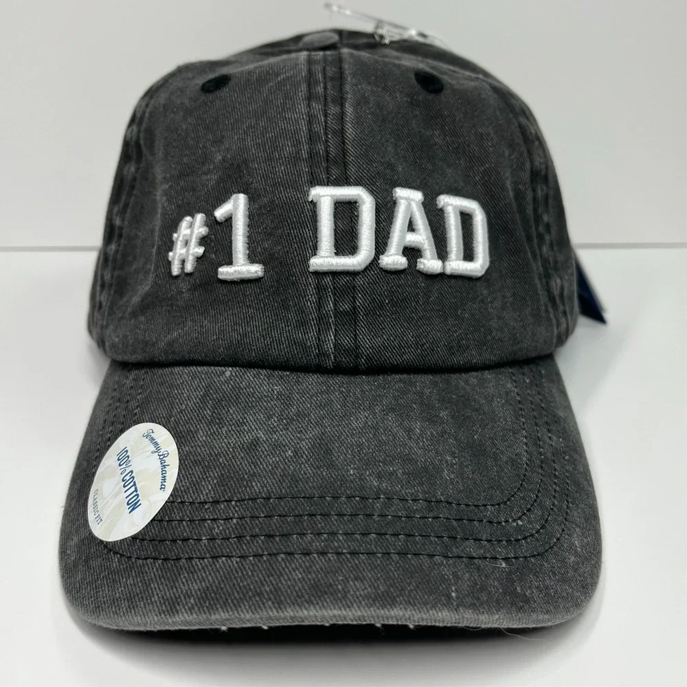 Tommy Bahama Hat Mens Embroidered #1 Dad Adjustable Baseball Cap Heathered Black