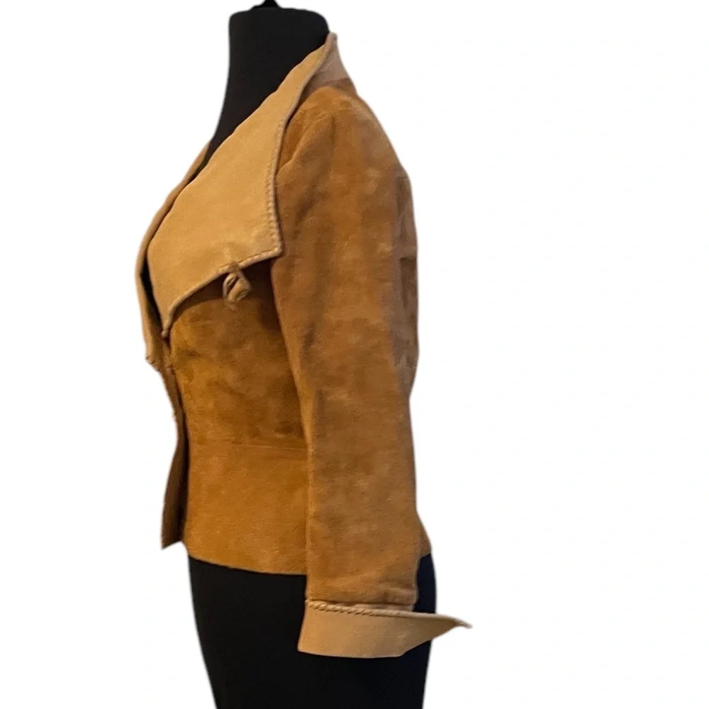 Vintage Handcrafted Custom Made Char Of Mexico Women's‎ Leather Suede Jacket XS