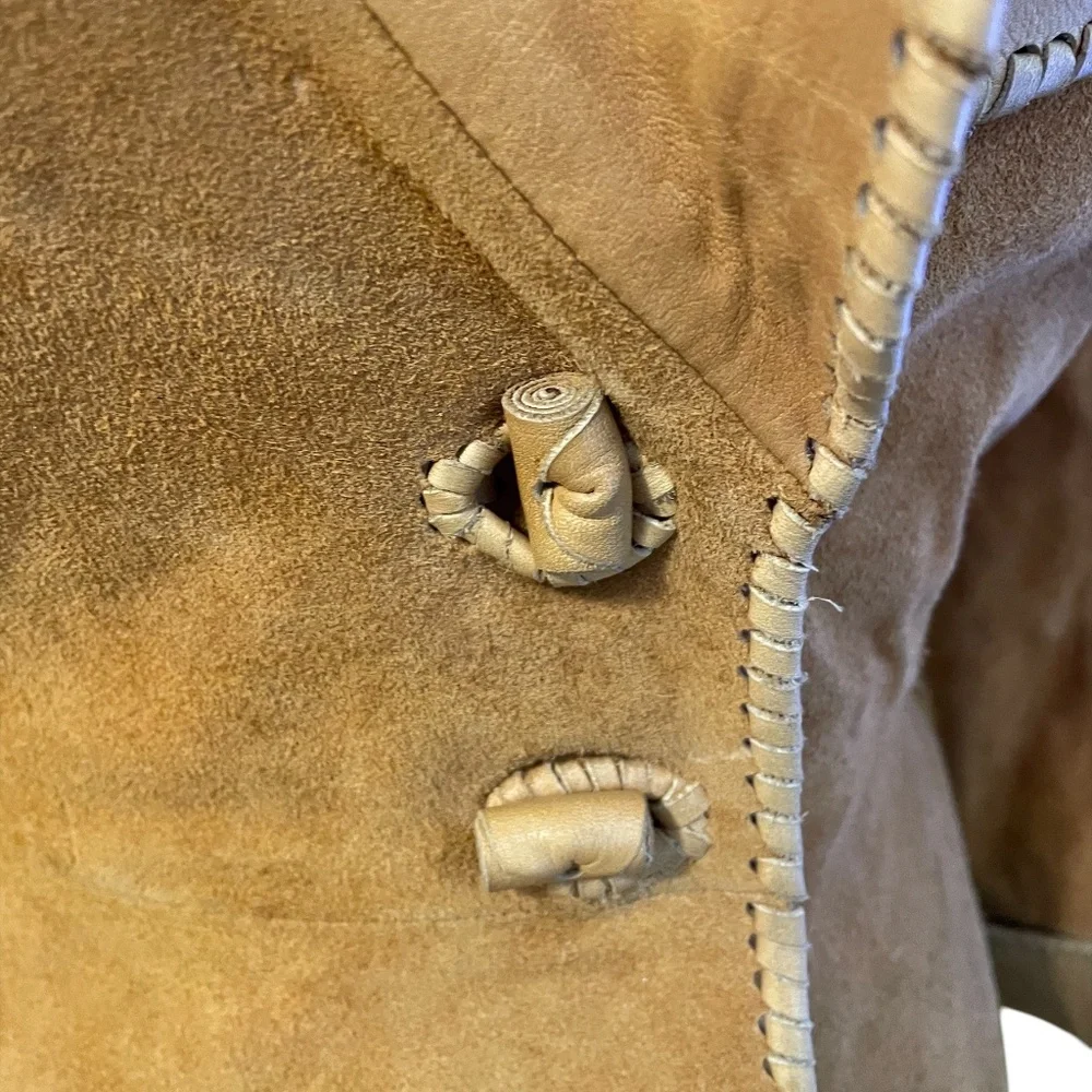 Vintage Handcrafted Custom Made Char Of Mexico Women's‎ Leather Suede Jacket XS