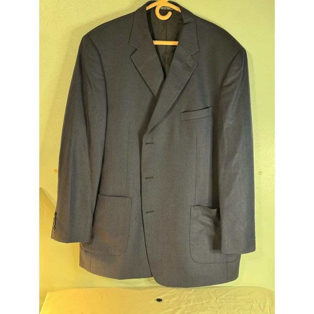 Lennox Italian Silk Wool Blazer 48L Gray Made‎ in Italy Mod Repair Button Incl