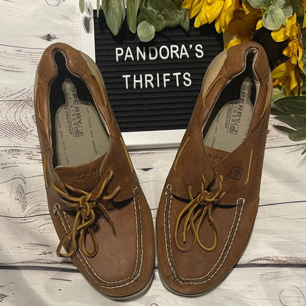 Sperry Men's Tan Leather Boat Shoes Size 10.5 Preowned