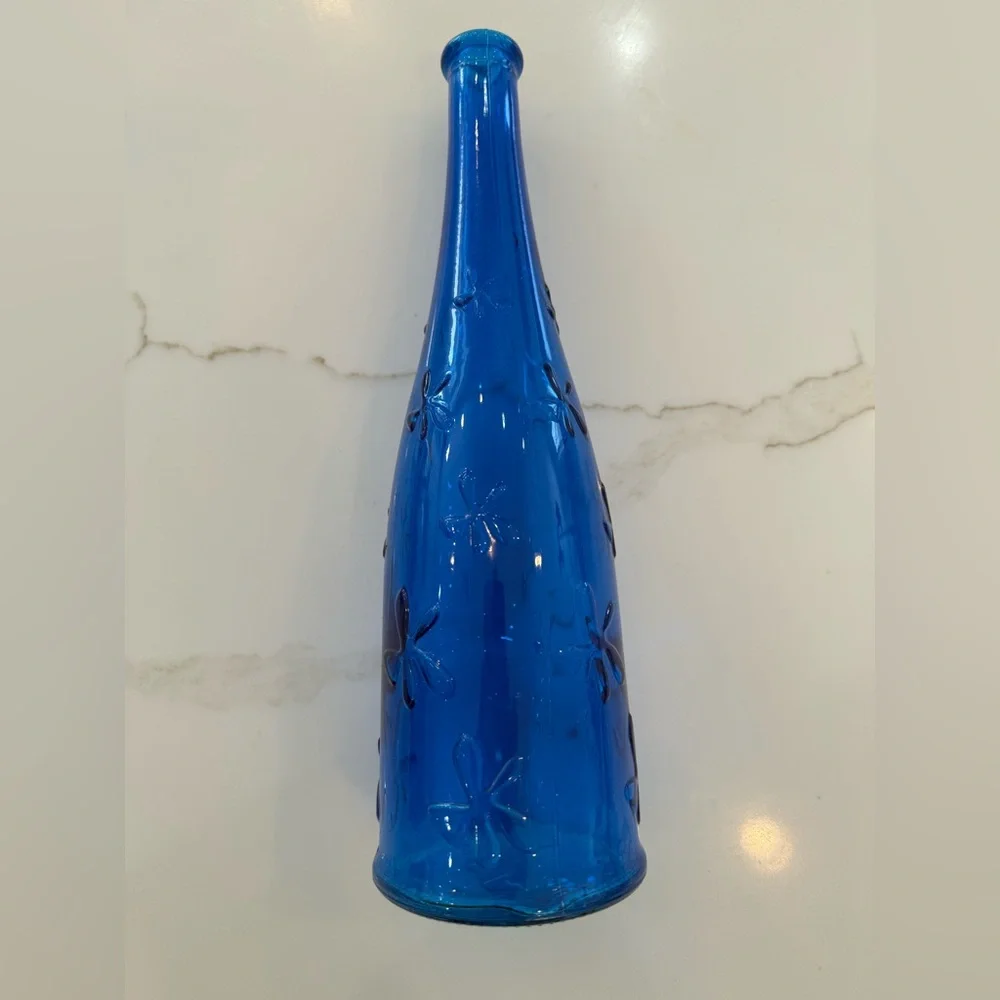 Vintage IKEA Cobalt Blue Glass Bottle 30 cm