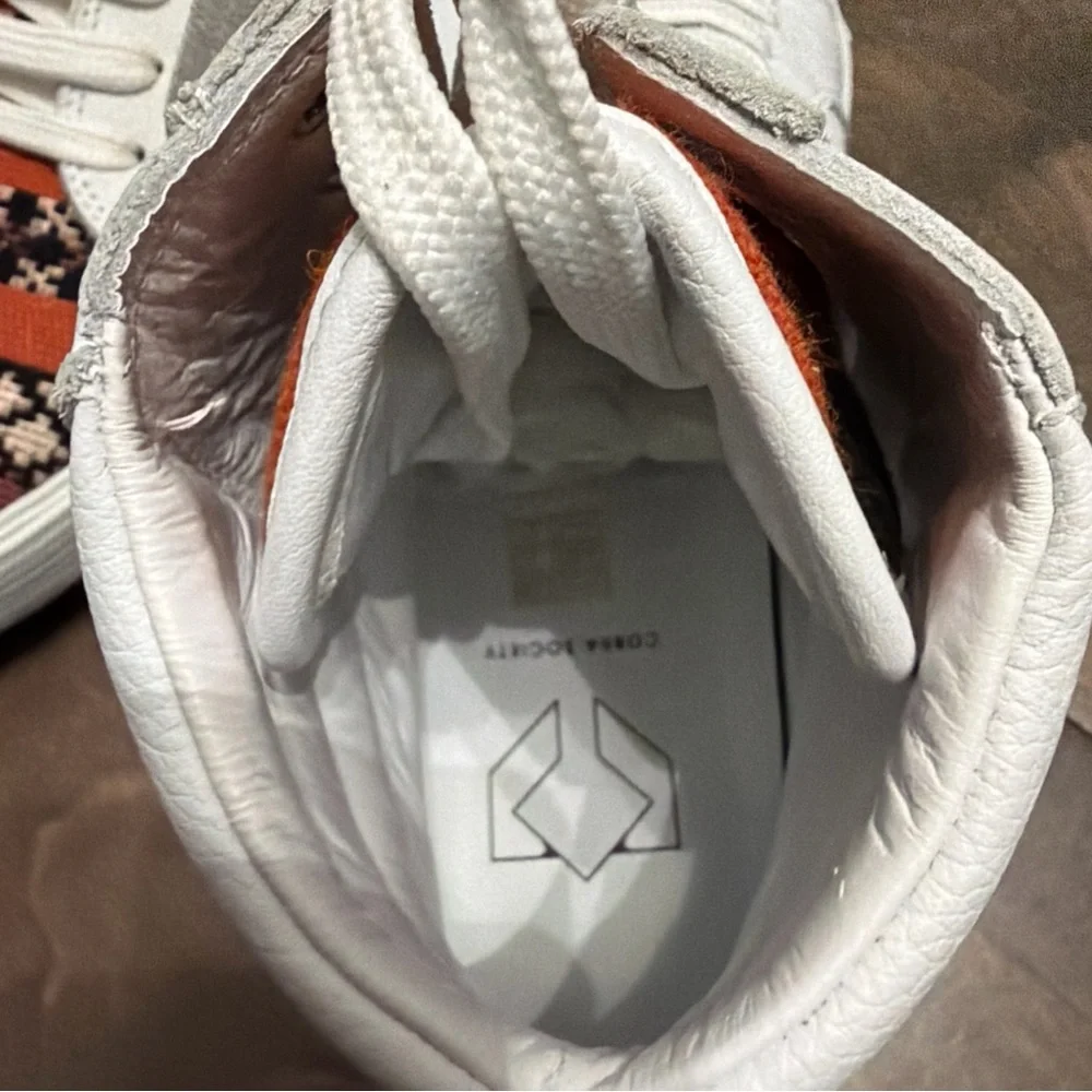 Society High-Top Sneakers in White and Orange