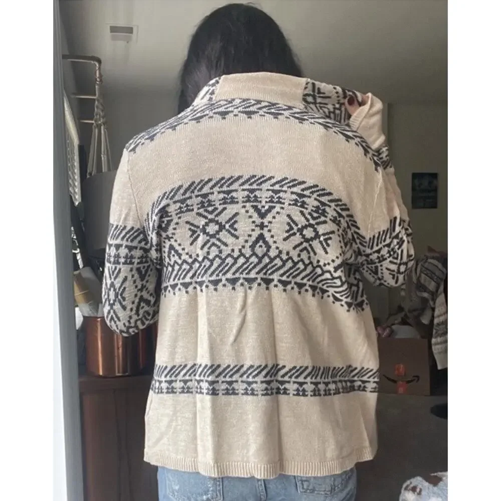 Chaps X Ralph Lauren Fair Isle Southwest Tribal Cozy Sweater Print Coat Large