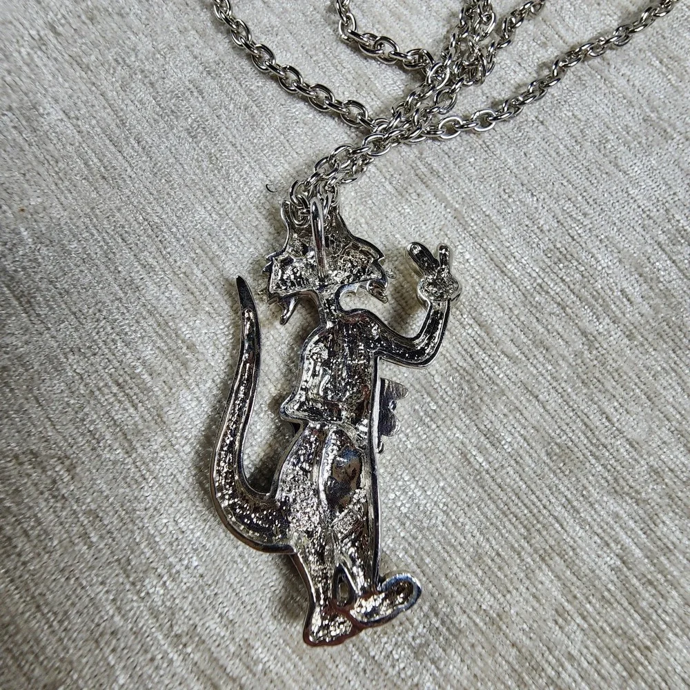 Vintage Looney Tunes Villian Sylvester The Cat Tweety Bird Pendant Necklace 20