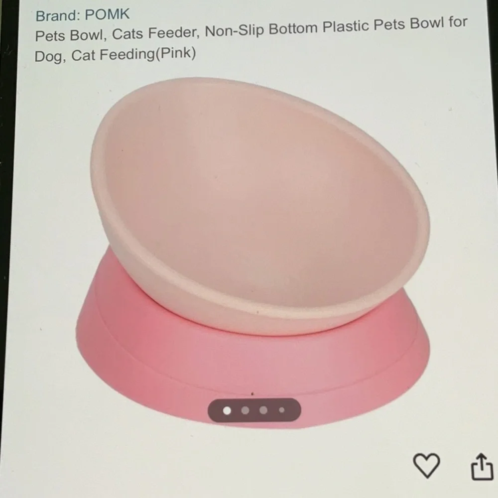 Pet Bowl, Cat/Dog feeder, Non-Slip Bottom Plastic Pet Bowl Pink in Color