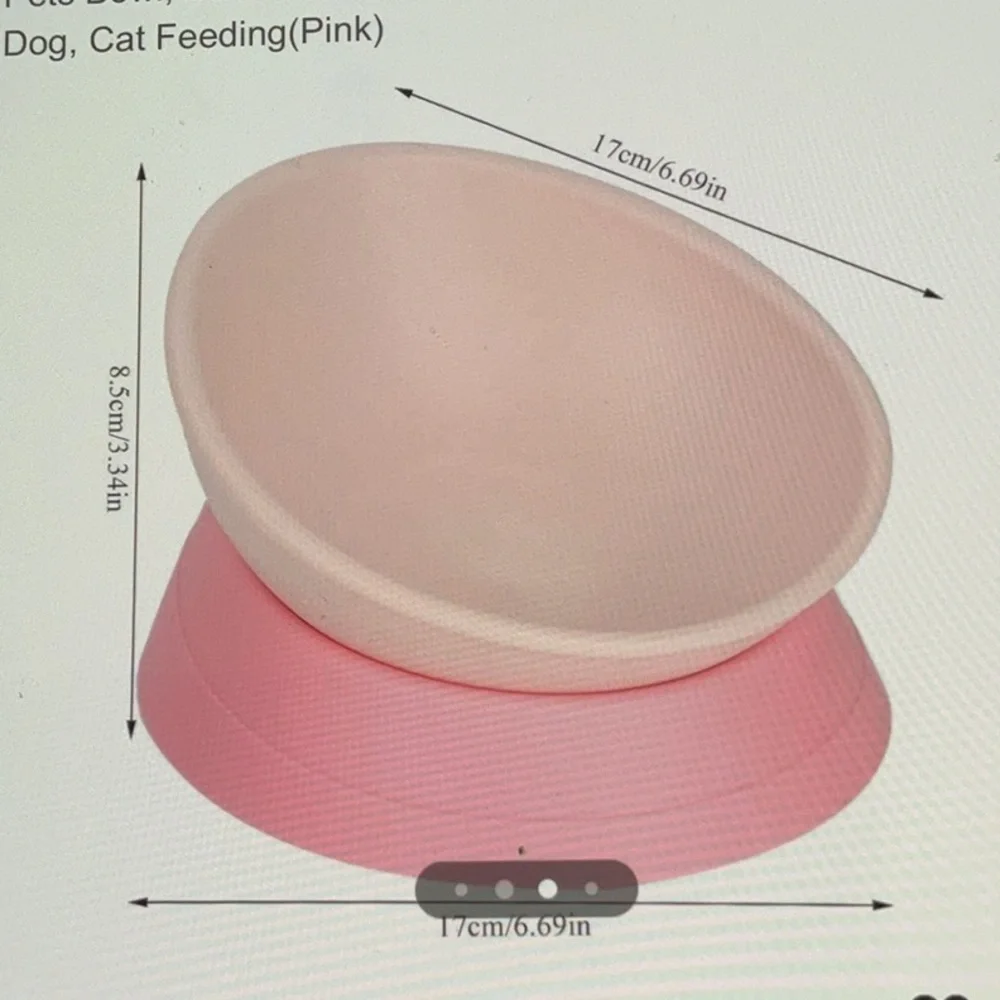Pet Bowl, Cat/Dog feeder, Non-Slip Bottom Plastic Pet Bowl Pink in Color