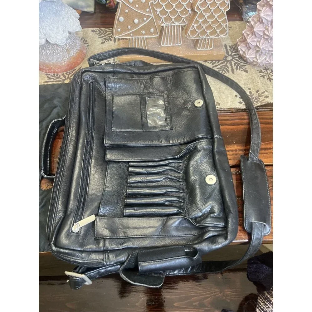 Columbia Made Genuine Black Leather Messenger Laptop Business Bag