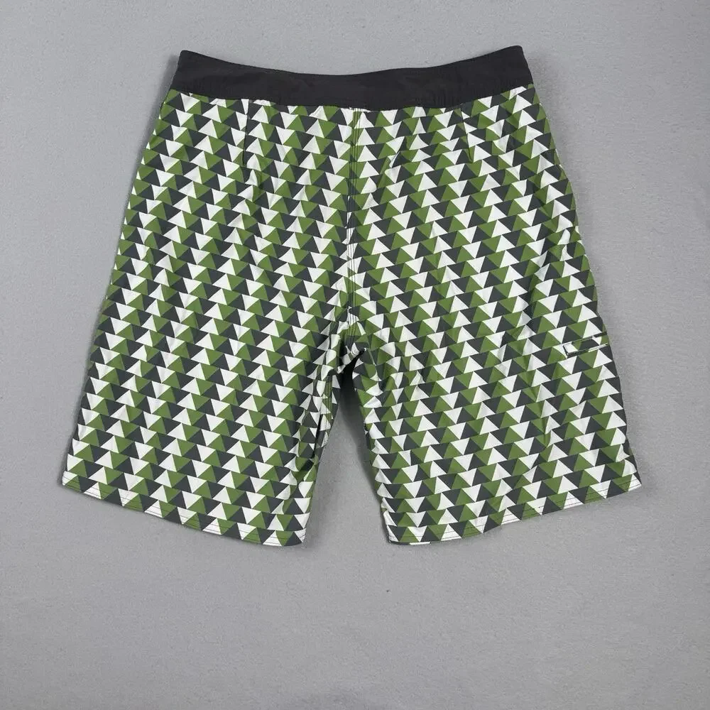 Jedidiah Men’s Board Shorts Size 34 Green Gray Triangle Surf Swim USA
